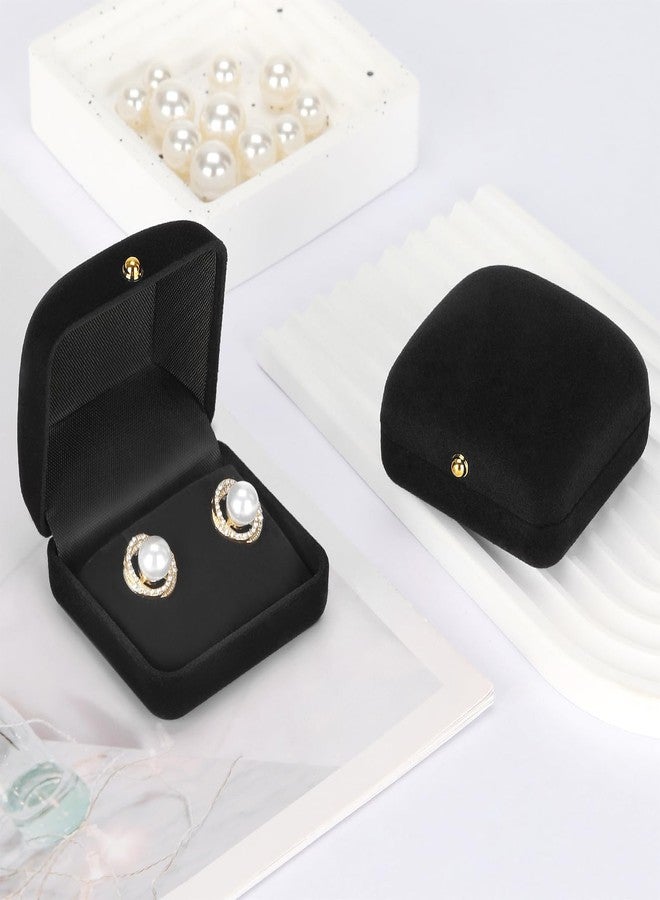 KUKUVR 2 Pieces Velvet Earring Stud Gift Box, Jewelry Holder Display Case for Earring stud cufflinks, Earring Organizer Storage Box for Women Girl (Black) - Image 2